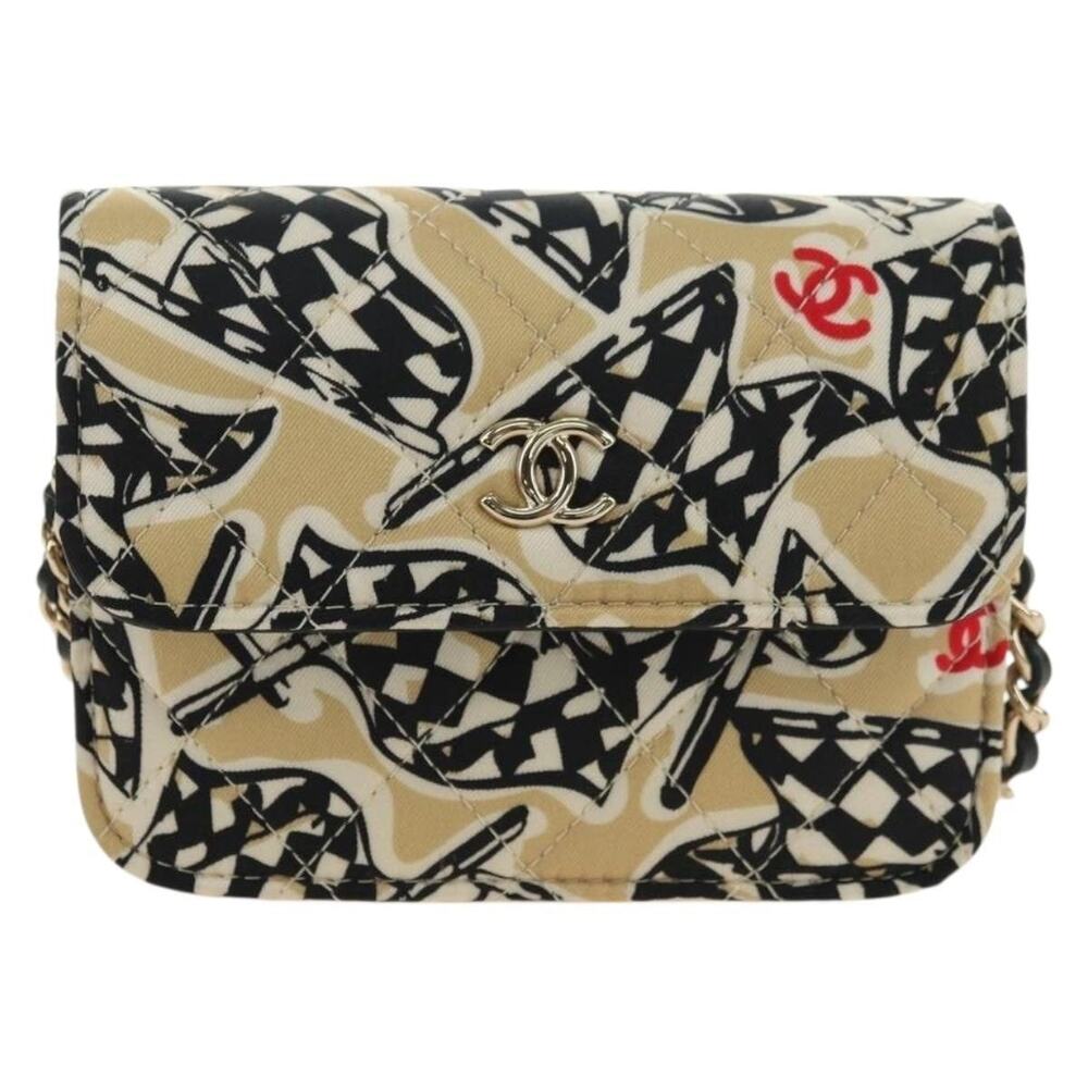 Chanel Matelasse Chain Shoulder Pouch Bag Beige